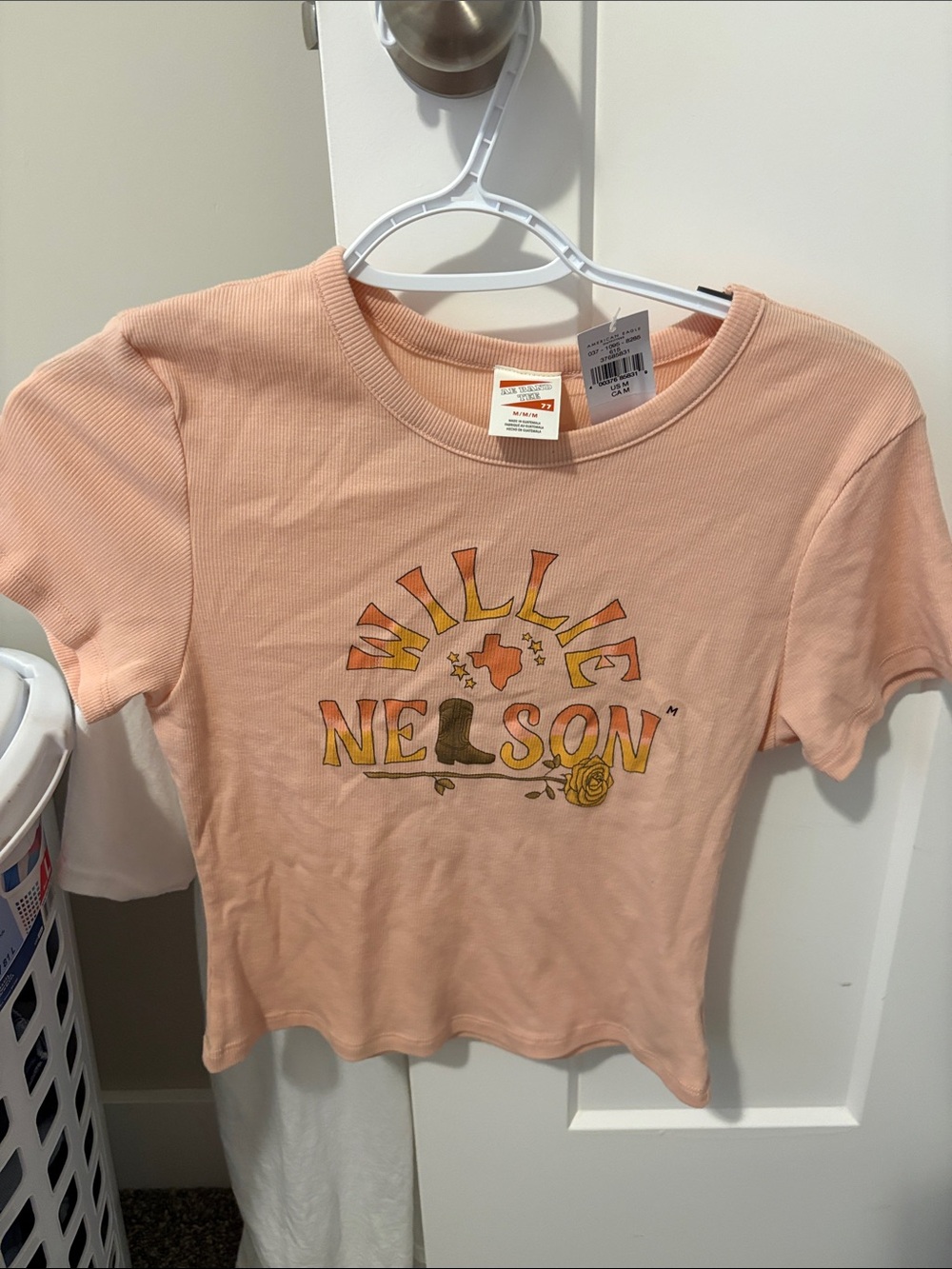 American Eagle Outfitters Peach Graphic Band Tee